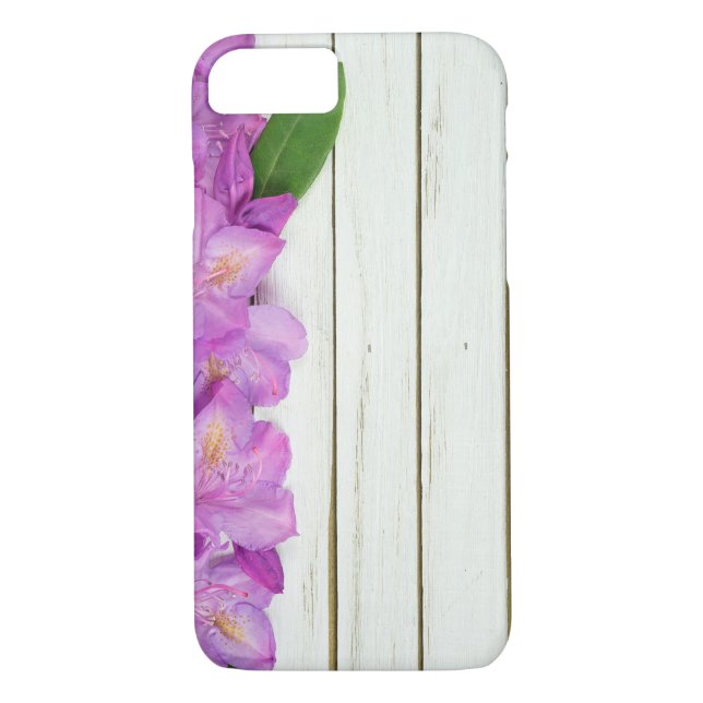 Capa Para iPhone, Case-Mate borda rosa da azálea sobre madeira (Verso)