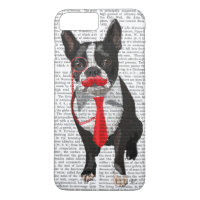 Boston Terrier com Red Tie e bigode 2
