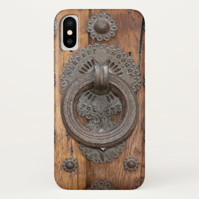 Capa Para iPhone, Case-Mate Botão metálico na Porta de Madeira Antiga (Verso)