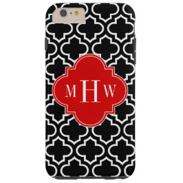 Capa iPhone 8 Plus/7 Plus Branco preto marroquino #6 Vermelho 3 Monograma in
