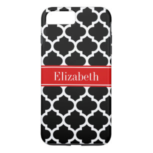 Capa Para iPhone Da Case-Mate Branco preto marroquino nº 5, nome vermelho monog