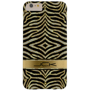 Capa Barely There Para iPhone 6 Plus Brilho Branco e Dourado com faixas de zebra pretas