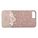 Capa Para iPhone, Case-Mate Brilho Dourado cor-de-rosa floral com monograma (Verso (Horizontal))