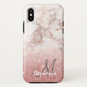 Capa Para iPhone X Brilho Dourado cor-de-rosa Ombre de mármore branc