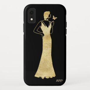 Capa Para iPhone Da Case-Mate Brilho Dourado de Nouveau do art deco da borboleta