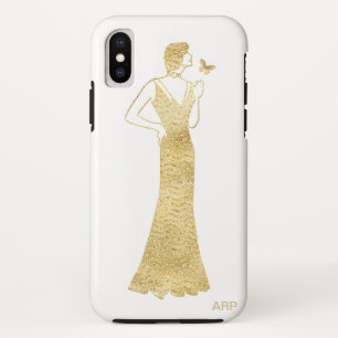 Capa Para iPhone Da Case-Mate Brilho Dourado de Nouveau do art deco da borboleta