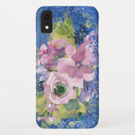 Capa Para iPhone Da Case-Mate Brilho Floral de Cor de Água de Blues de lavanda