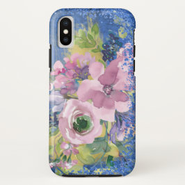 Capa Para iPhone Da Case-Mate Brilho Floral de Cor de Água de Blues de lavanda