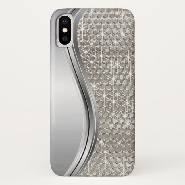 Capa Para iPhone, Case-Mate Brilho Prata Glam Bling Olhar Metal (Verso)