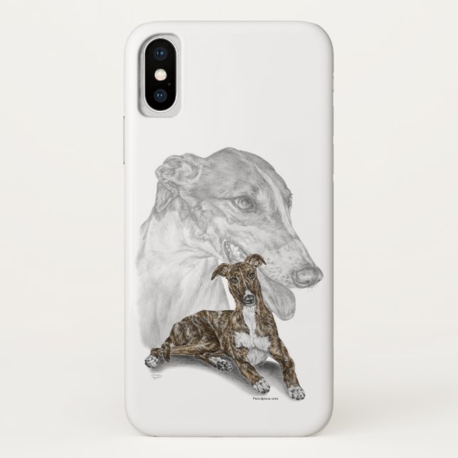 Capa Para iPhone, Case-Mate Brindle Greyhound Dog Art (Verso)