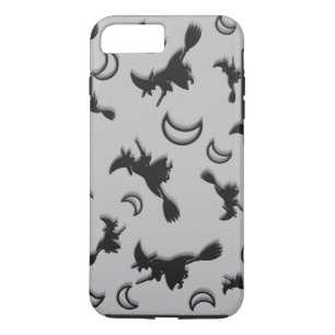 Capa iPhone 8 Plus/7 Plus Bruxa voadora entre meia lua na noite de Halloween