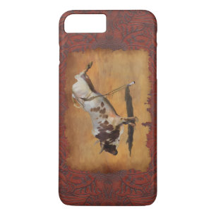 Capa iPhone 8 Plus/7 Plus Bucking Rodeo Bull no faux Parerger Designer Gift
