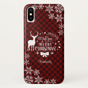 Capa Para iPhone Da Case-Mate Búfalo Vermelho Deseje-lhe um Monograma de NATAL M