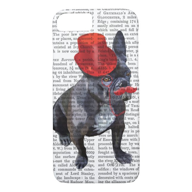 Capa Para iPhone, Case-Mate Buldogue Francês com Chapéu Vermelho e bigode (Verso)