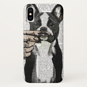 Capa Para iPhone X Buldogue francês e bigode indicador
