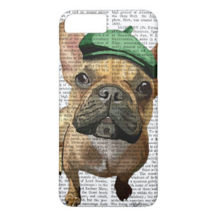 Capa iPhone 8 Plus/7 Plus Bulldog francês marrom com chapéu verde 2
