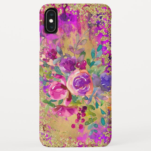 Capa Para iPhone, Case-Mate Buquê de flor de aquarela rosa com framboesa (Verso)