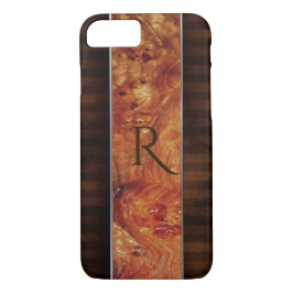 Capa iPhone 8/ 7 Burl Wood Look Monogrammed iPhone 7/8 Case