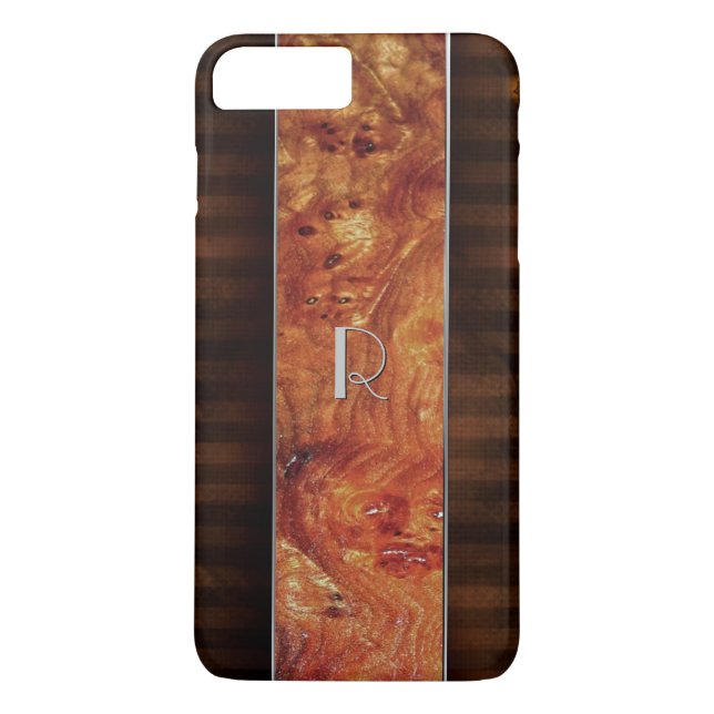 Capa Para iPhone, Case-Mate Burl Wood Look Monogrammed iPhone 7 Plus Case (Verso)