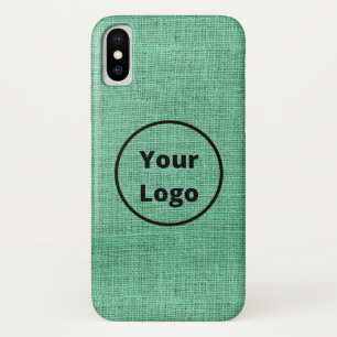 Capa Para iPhone Da Case-Mate Burlap verde com logotipo personalizado