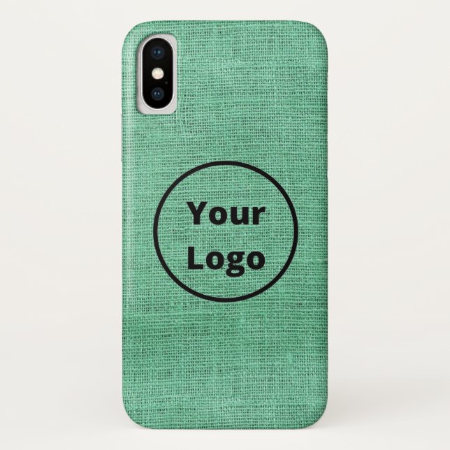 Capa Para iPhone, Case-Mate Burlap verde com logotipo personalizado (Verso)