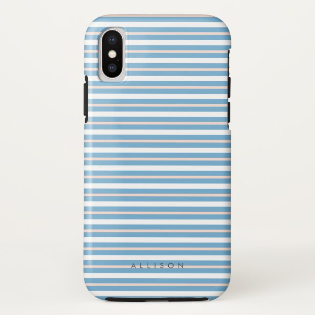 Capa Para iPhone, Case-Mate Cabana Stripes Personalizar Nome/Monograma (Verso)