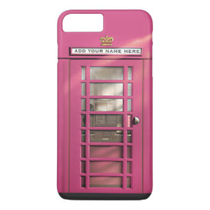 Capa iPhone 8 Plus/7 Plus Cabine de telefone britânica cor-de-rosa feminino