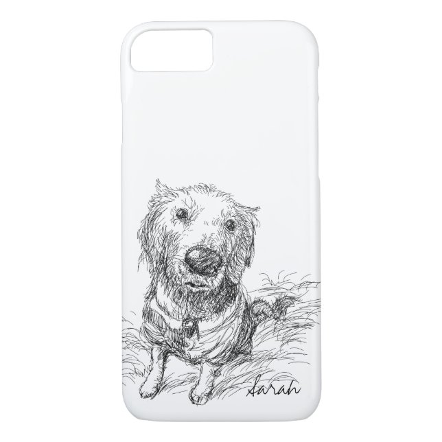 Capa Para iPhone, Case-Mate Cachorro-Cachorro Desenho Branco-Preto Nome Escriv (Verso)