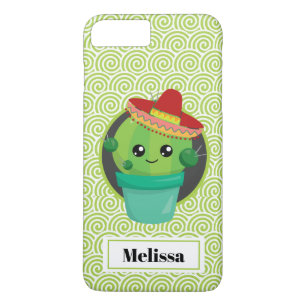 Capa iPhone 8 Plus/7 Plus Cacto de sorriso Grande-Eyed bonito no Sombrero