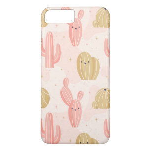 Capa iPhone 8 Plus/7 Plus cacto rosa desenhado à mão