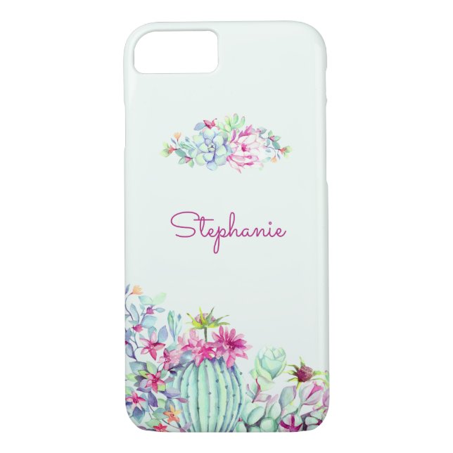 Capa Para iPhone, Case-Mate Cactus e Suculente Aquarela Personalizada (Verso)