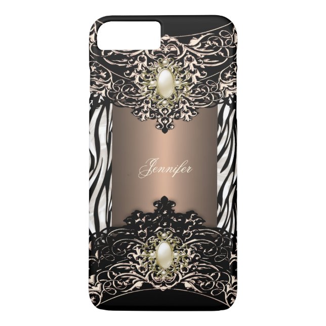 Capa Para iPhone, Case-Mate Café Elite Zebra Preto Pérola Marrom 3 (Verso)