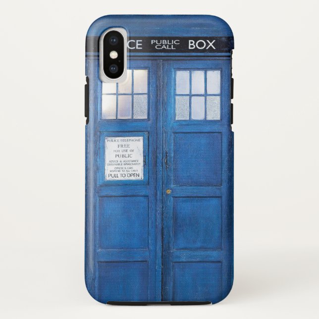 Capa Para iPhone, Case-Mate Caixa de Chamada Booth de Telefone Retroativo Azul (Verso)