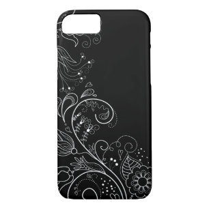 Capa iPhone 8/ 7 Caixa floral lunática preta & branca do iPhone 7
