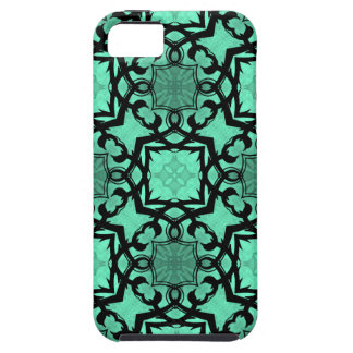Capa Para iPhone 5 Caleidoscópio geométrico verde-marinho e preto
