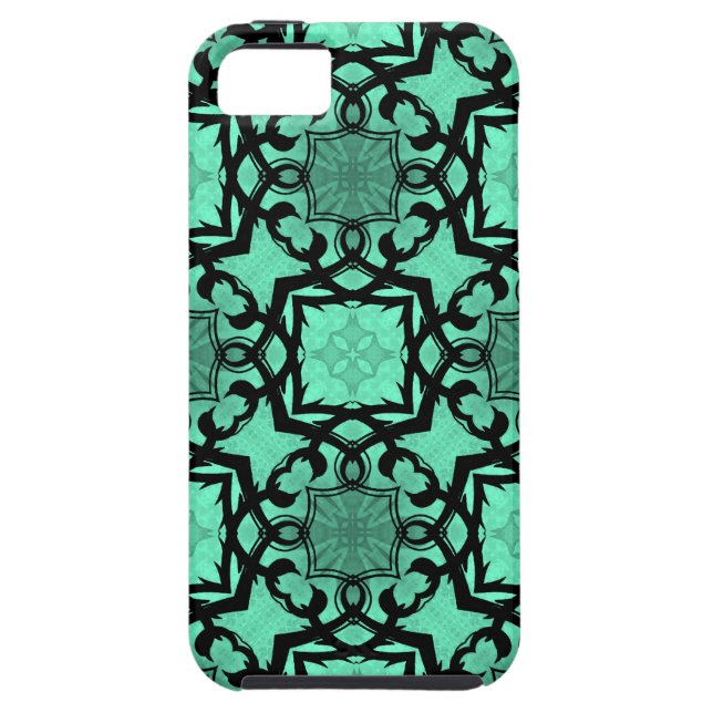 Capa Para iPhone, Case-Mate Caleidoscópio geométrico verde-marinho e preto (Traseira)