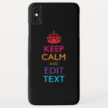 Capa Para iPhone XS Max CALMA DE MANUTENÇÃO Personalizada E Editar Várias<br><div class="desc">Um estilo personalizado "Manter Calmo e Continuar" dizendo em um presente de capa de telefone personalizado. Humorístico ou caprichoso experimente suas palavras criativas nas duas linhas editáveis de texto. Lembre-se de usar letras CAPITAL para obter melhores resultados. Use o link "Perguntar a este Designer" para entrar em contato conosco com...</div>