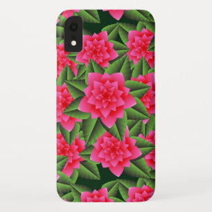 Capa Para iPhone XR Camellias rosa-coral e folhas verdes