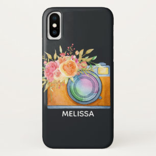 Capa Para iPhone Da Case-Mate Câmera Laranja Boho e Buquê Floral Aquarela