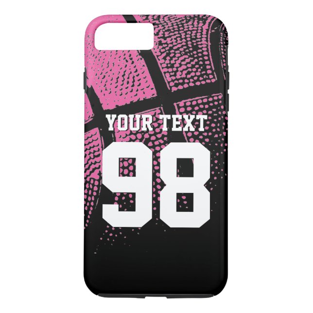 Capa Para iPhone, Case-Mate Camisa personalizada de basquete rosa número nome (Verso)