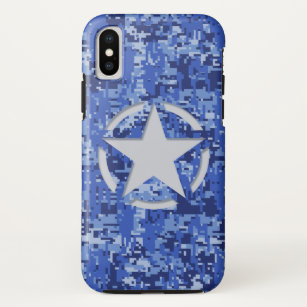 Capa Para iPhone XS Camo azul Marinho decano de etiqueta estelar
