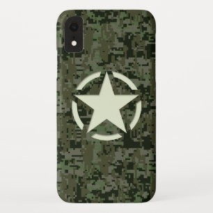 Capa Para iPhone XR Camuflagem Verde Decal com Estêncil Estrelado