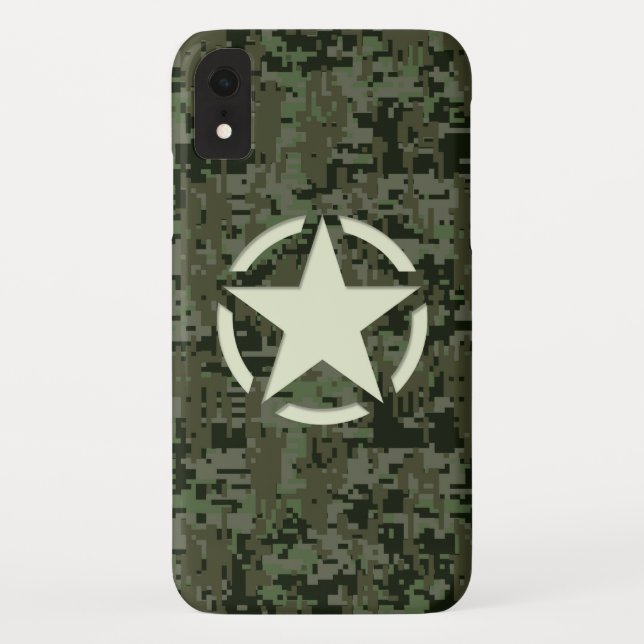 Capa Para iPhone, Case-Mate Camuflagem Verde Decal com Estêncil Estrelado (Verso)