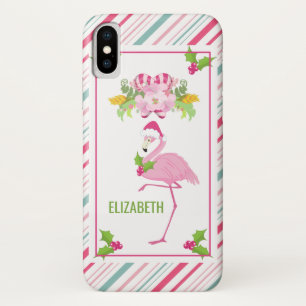 Capa Para iPhone Da Case-Mate Canas doces Flamingo Santa Hat, cor-de-rosa, e Hol
