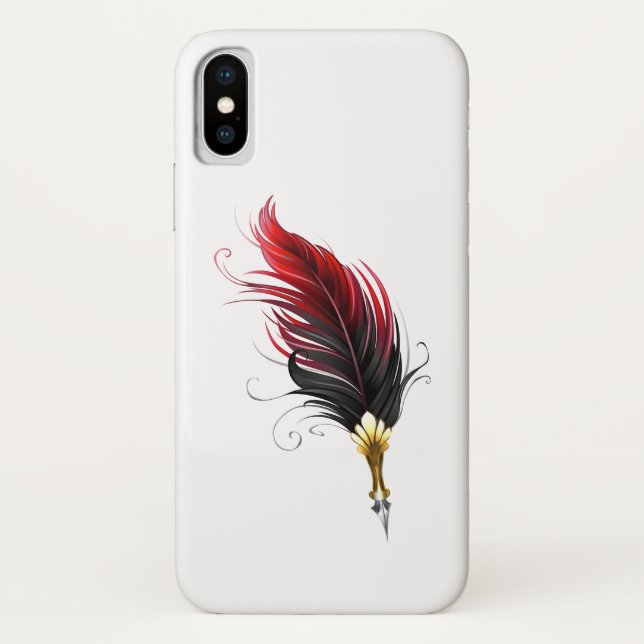 Capa Para iPhone, Case-Mate Caneta de penas vermelhas com ninho de ouro (Verso)
