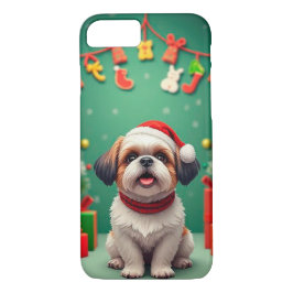Capa iPhone 8/ 7 Cão papai noel bonito