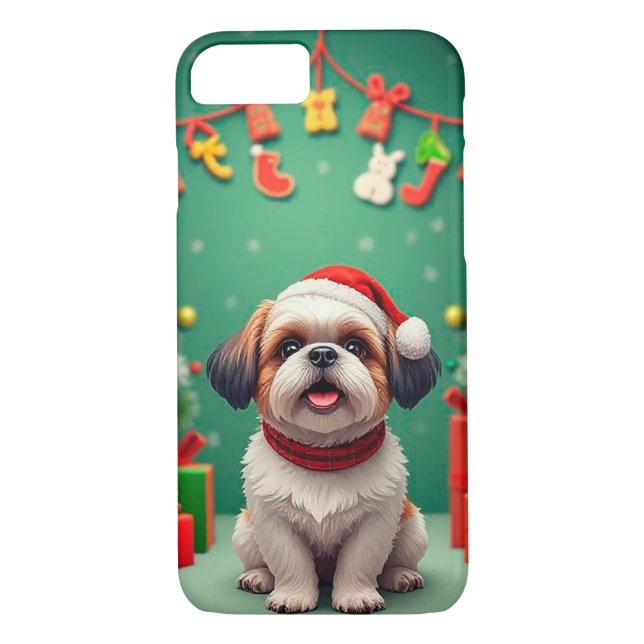 Capa Para iPhone, Case-Mate Cão papai noel bonito (Verso)