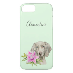 Capa Para iPhone Da Case-Mate Cão Weimaraner e Lily Watercolor  Adicione Seu Nom