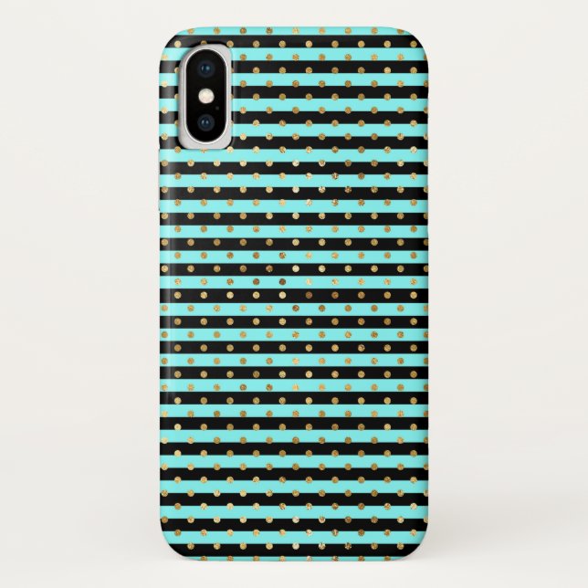 Capa Para iPhone, Case-Mate Capa Case-Mate iPhone X Aqua, Preta e Dourada (Verso)