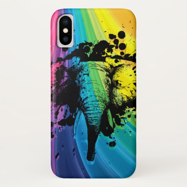 Capa Para iPhone, Case-Mate Carregando Elefante Bull no Arco-íris (Verso)